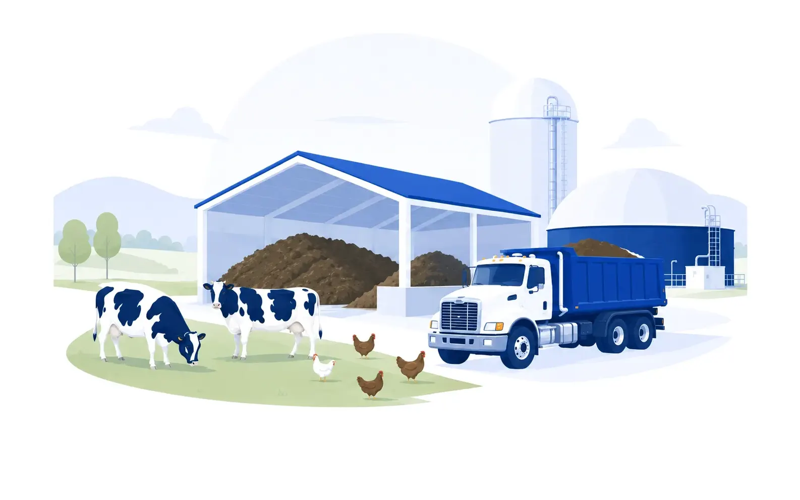 Collecte des intrants — camion benne sur propriété agricole