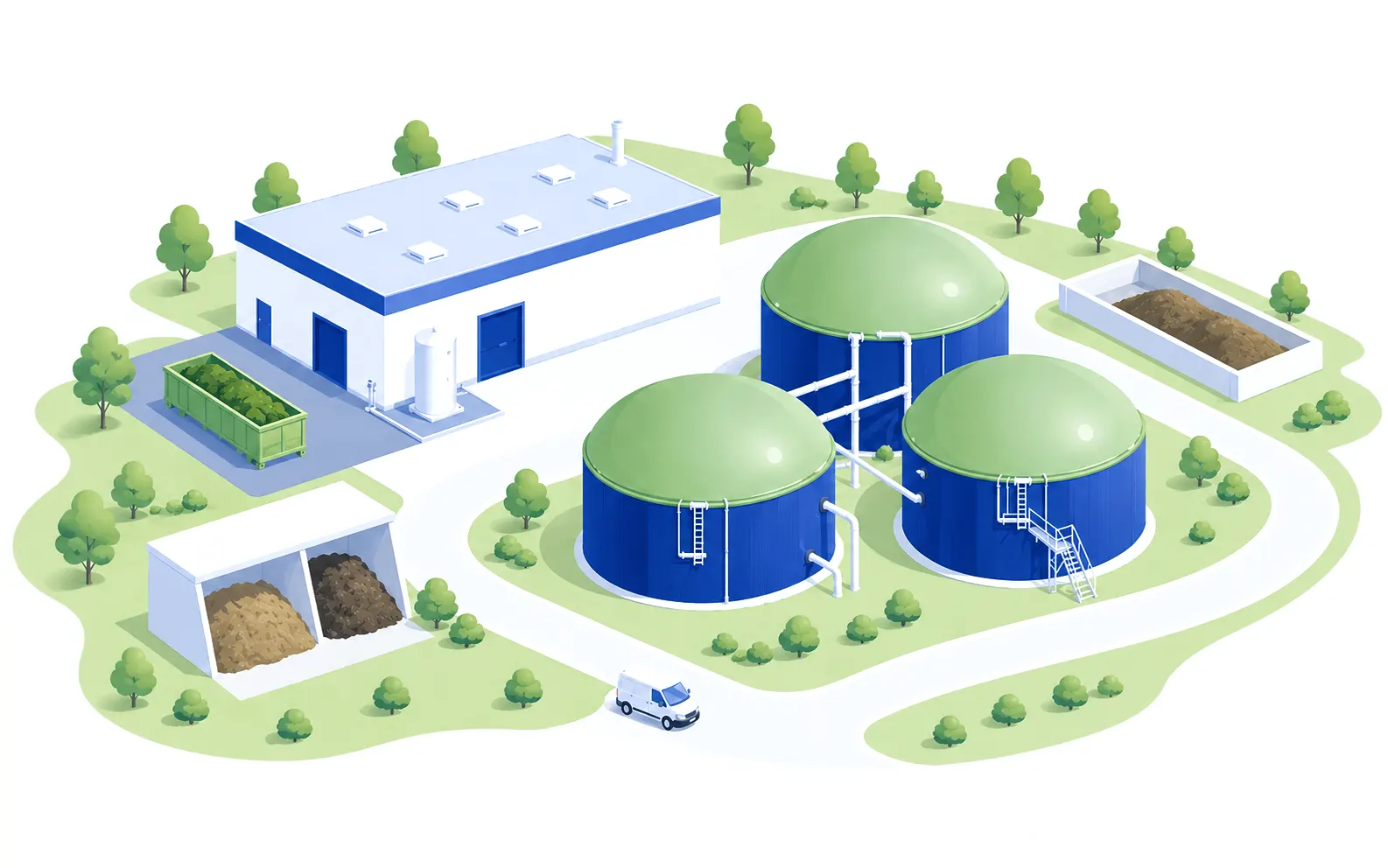 Transformation  station de biométhanisation avec silos